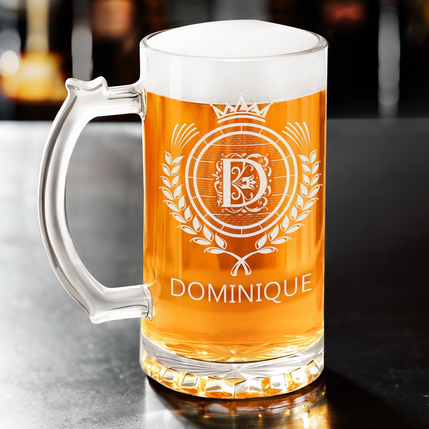 Copo de cerveza personalizado Murrano para el aniversario de matrimonio de un esposo