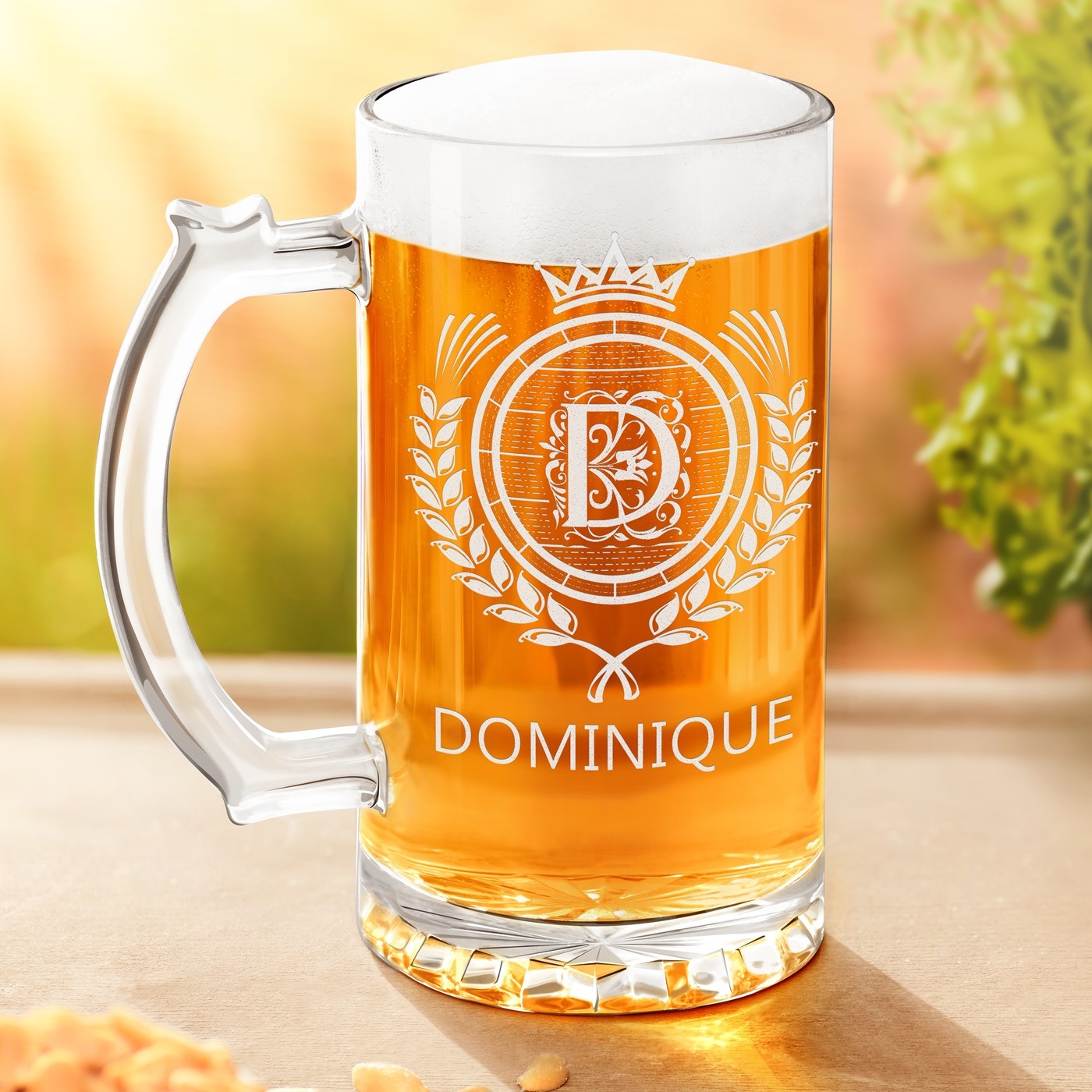 Copo de cerveza personalizado Murrano para el aniversario de matrimonio de un esposo