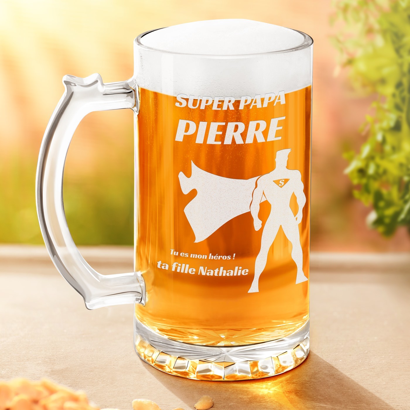Vaso de cerveza personalizado Murrano para el Día del Padre