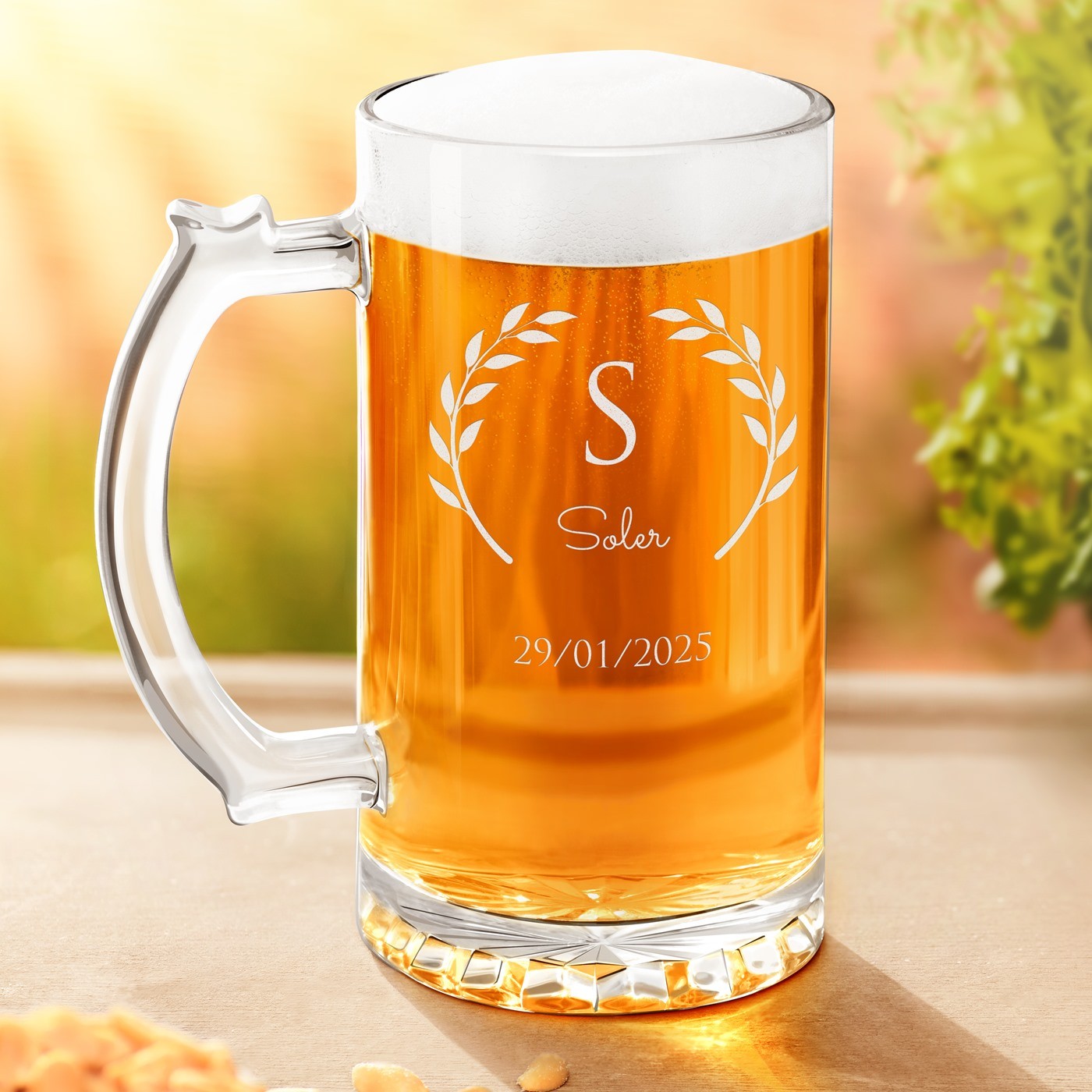 Vaso de cerveza personalizado Murrano para un cumpleaños número 18