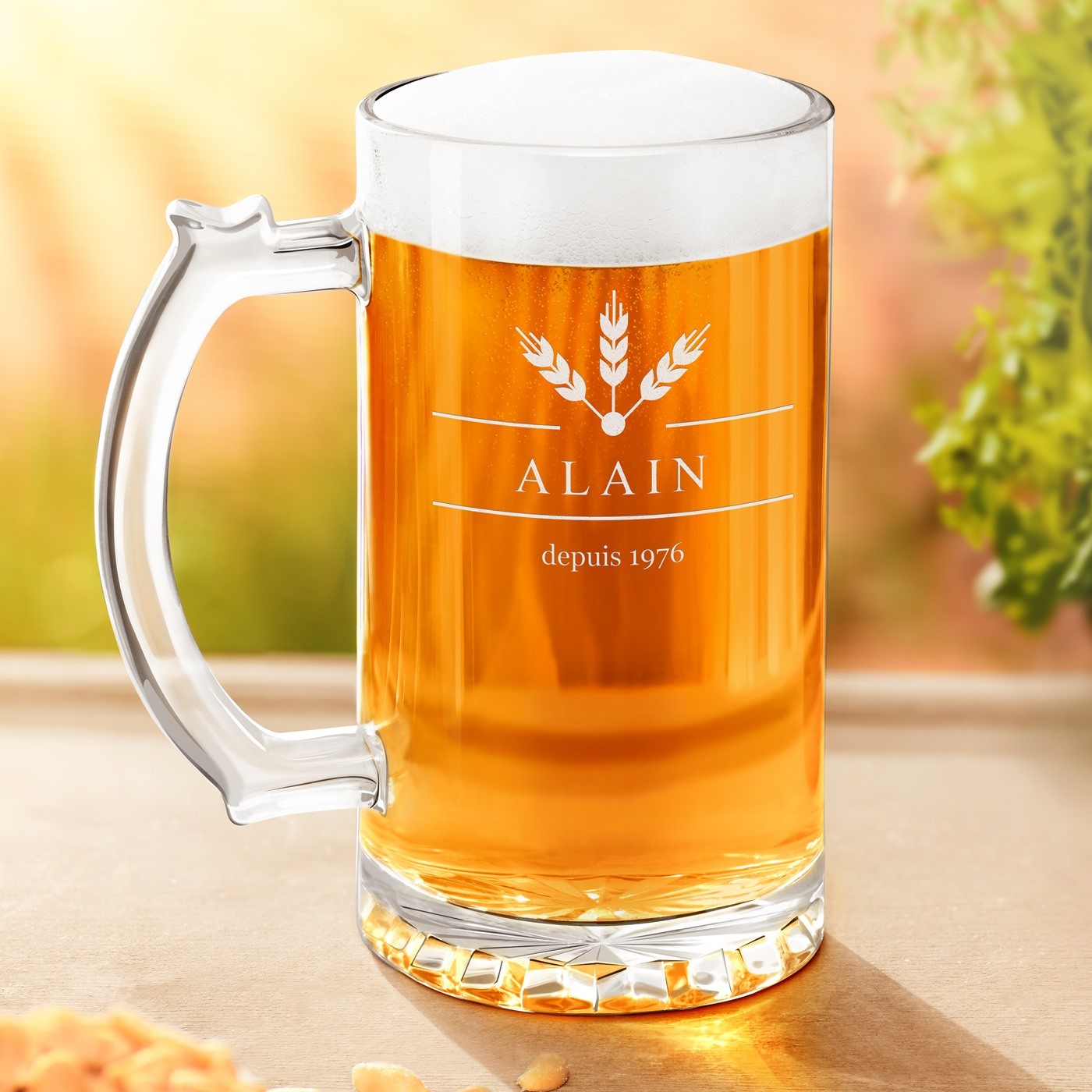 Vidrio de cerveza personalizado Murrano para el cumpleaños de un amigo