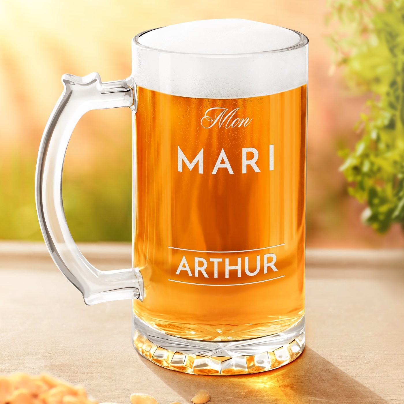 Jarra de cerveza personalizada Murrano para esposo - regalo de aniversario de boda