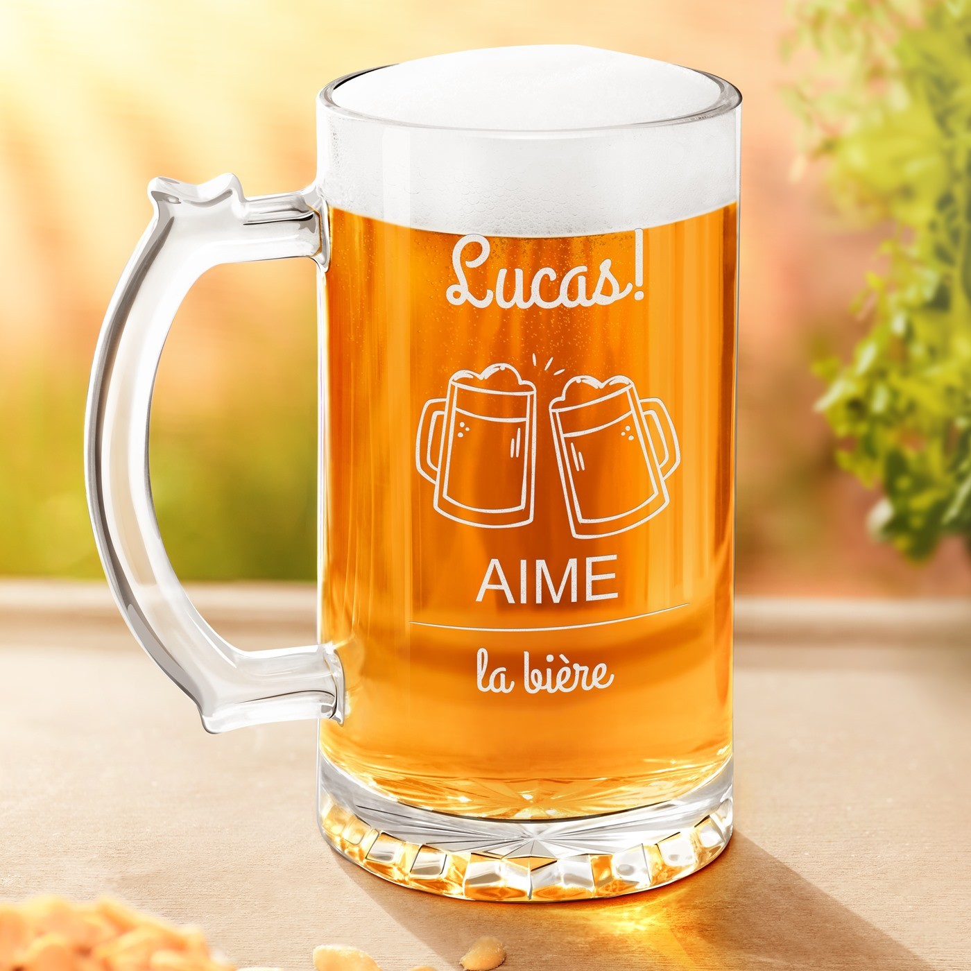 Vaso de cerveza personalizado Murrano para el cumpleaños de un colega