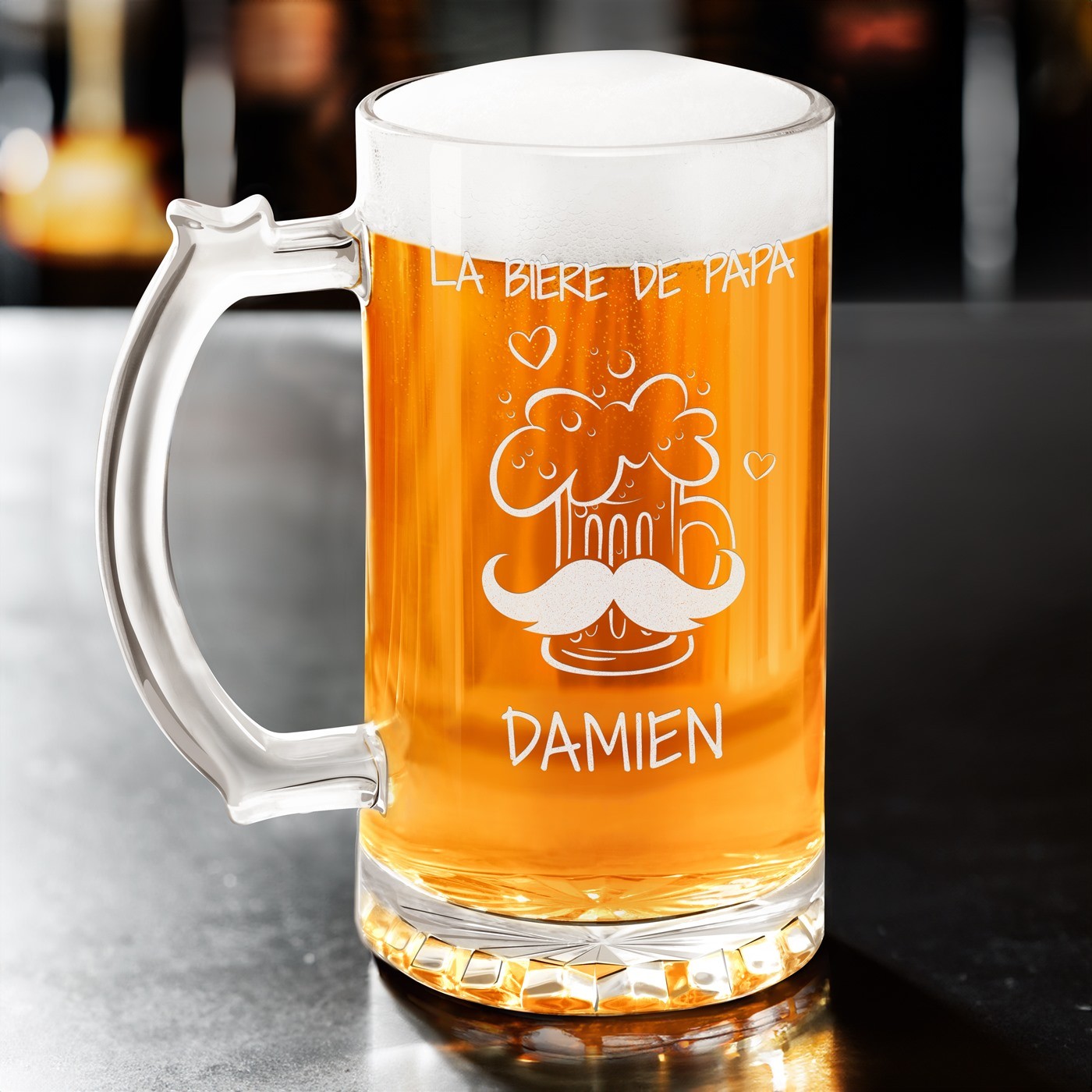 Vaso de cerveza personalizado para papá de Murrano