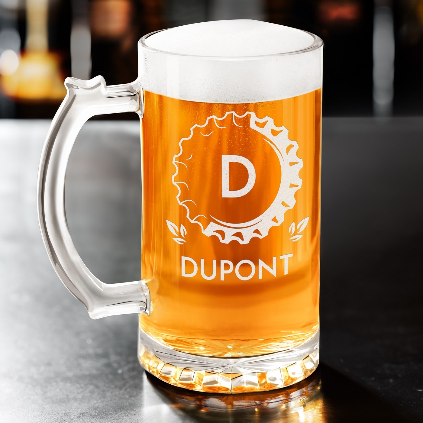 Copa de cerveza personalizada Murrano para una casa nueva