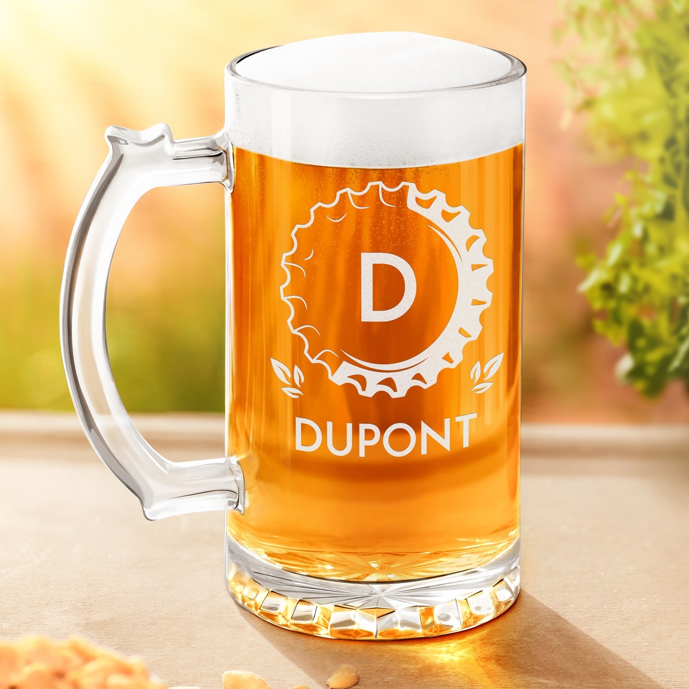 Copa de cerveza personalizada Murrano para una casa nueva