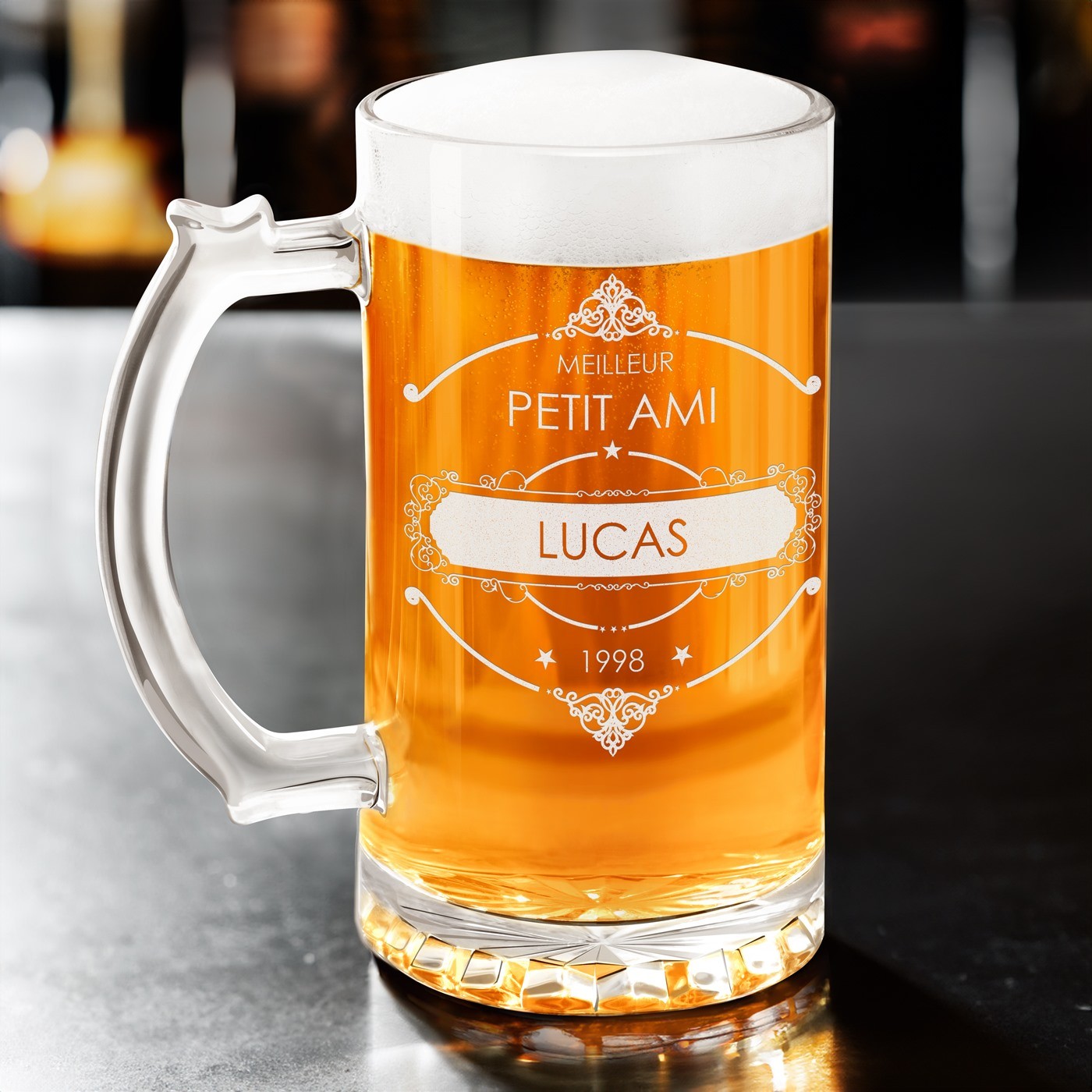 Vaso de cerveza personalizado Murrano para el Día de San Valentín