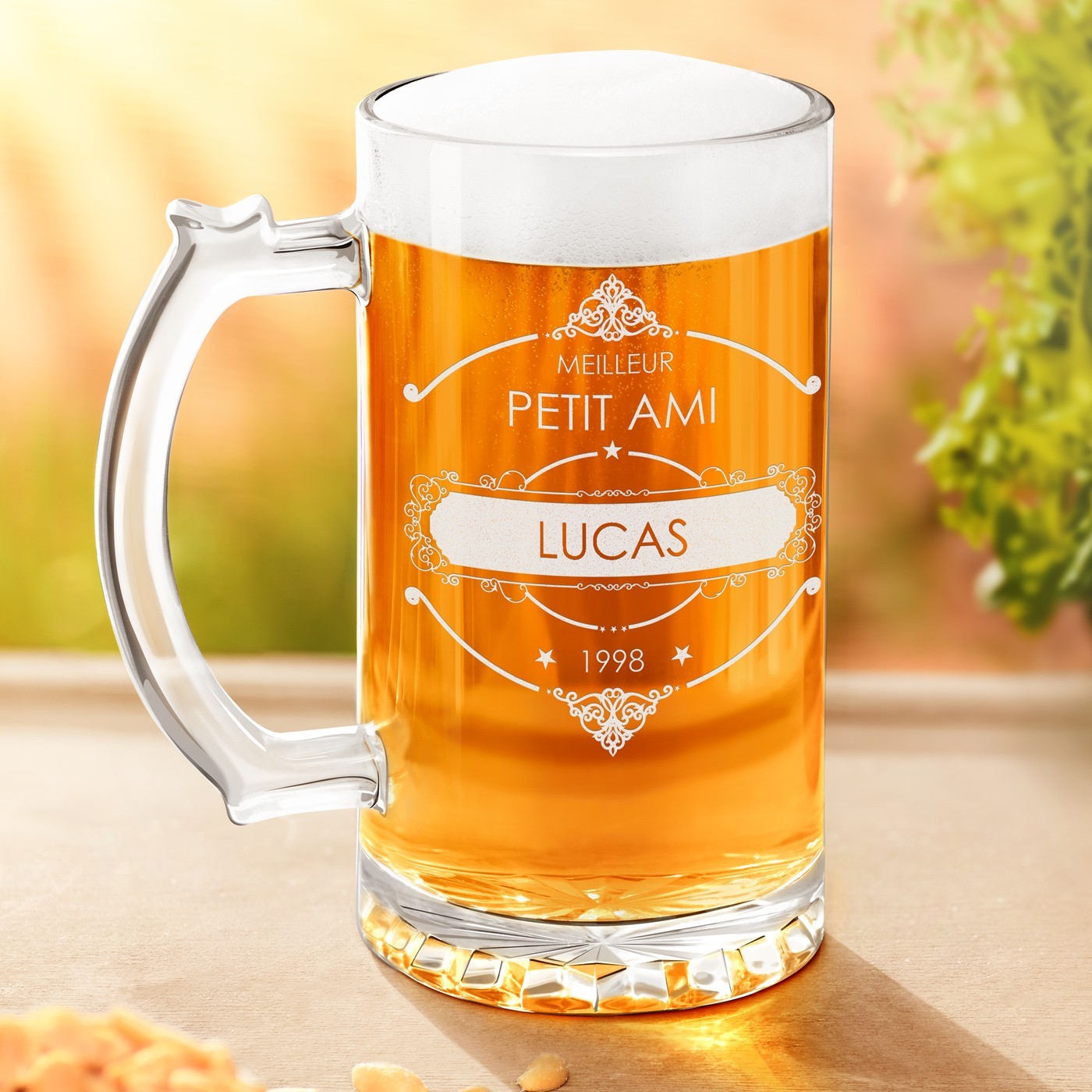 Vaso de cerveza personalizado Murrano para el Día de San Valentín