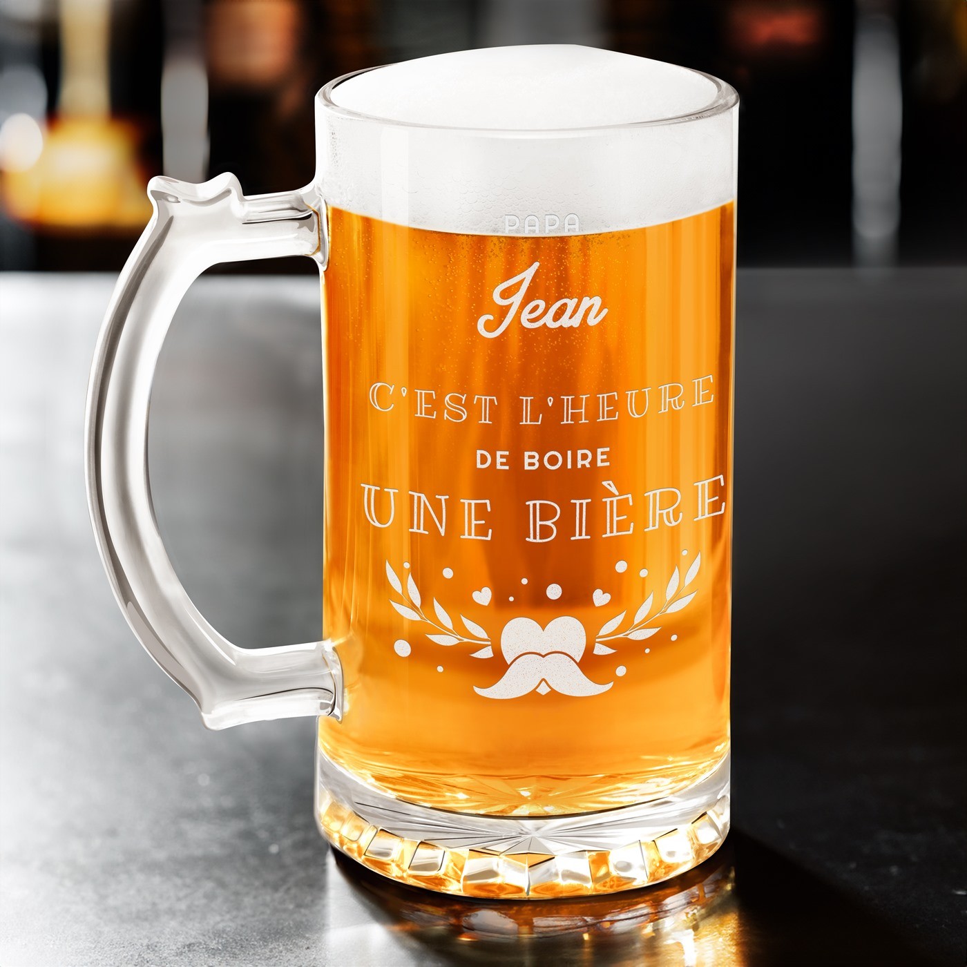 Vaso de cerveza personalizado para papá de Murrano