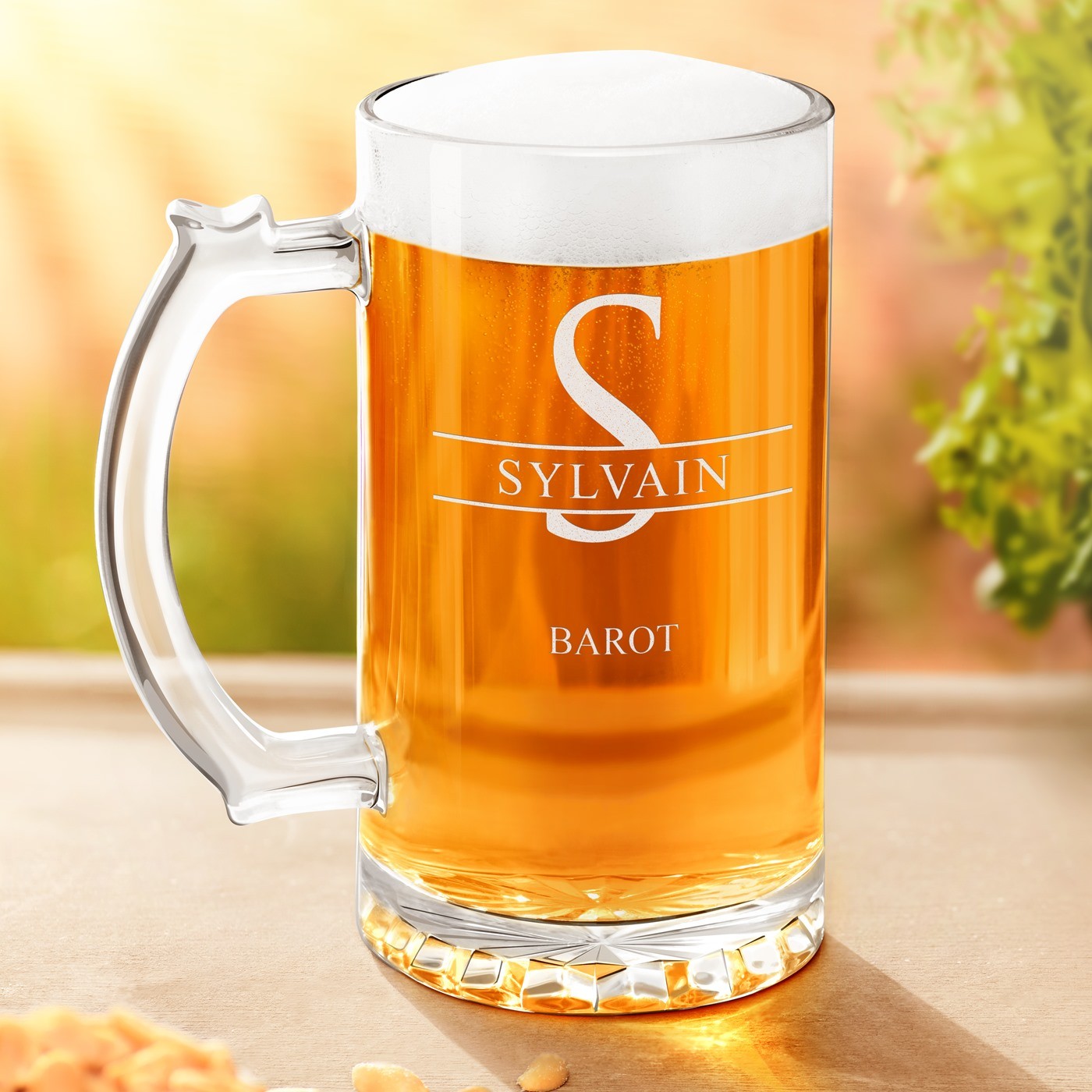 Copa de cerveza personalizada Murrano para el cumpleaños de su jefe