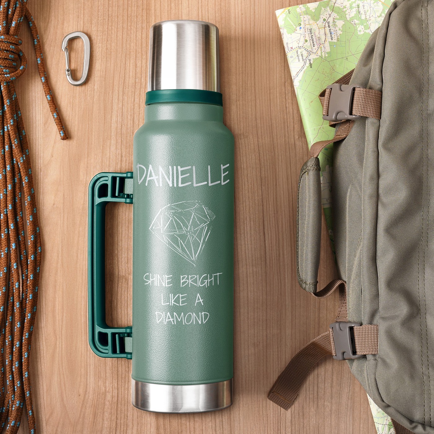 Termos verde personalizado para ella - Regalo de aniversario de bodas