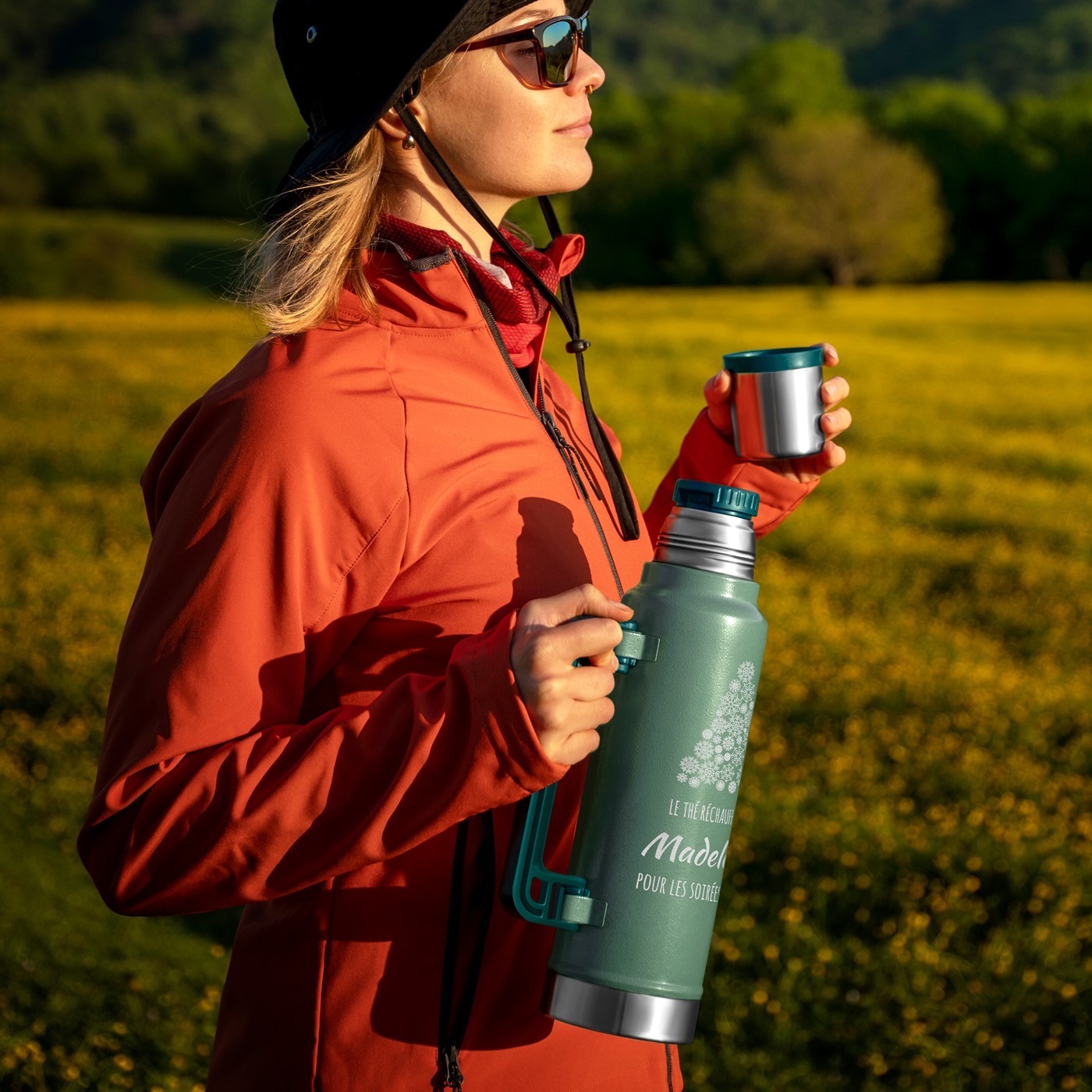Thermos vert personnalisé pour femme - Cadeau de Noël