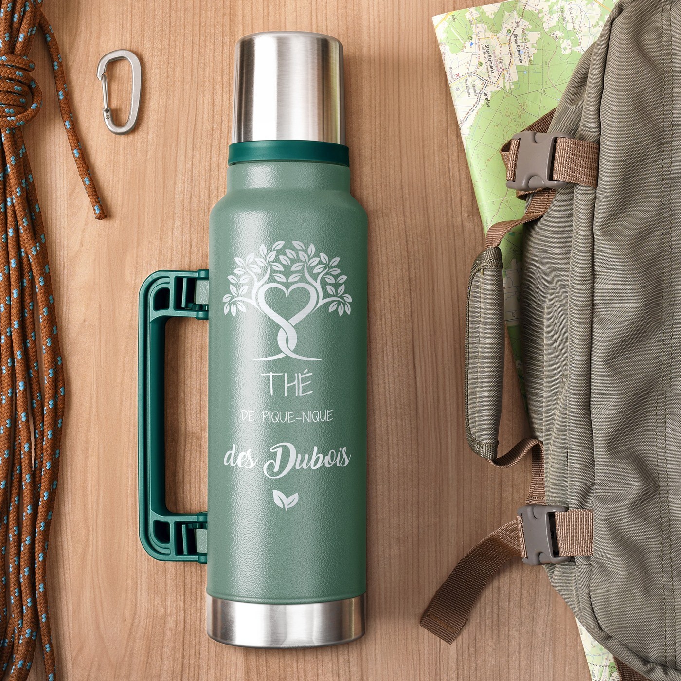 Customized Green Thermos for a Couple for Wedding