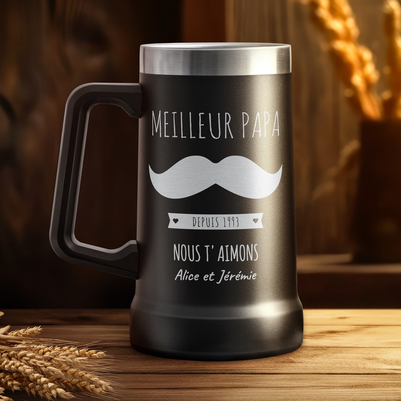 Vidrio de cerveza aislado Murrano - Negro con grabado personalizado