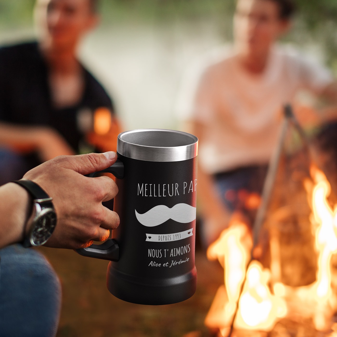 Vidrio de cerveza aislado Murrano - Negro con grabado personalizado