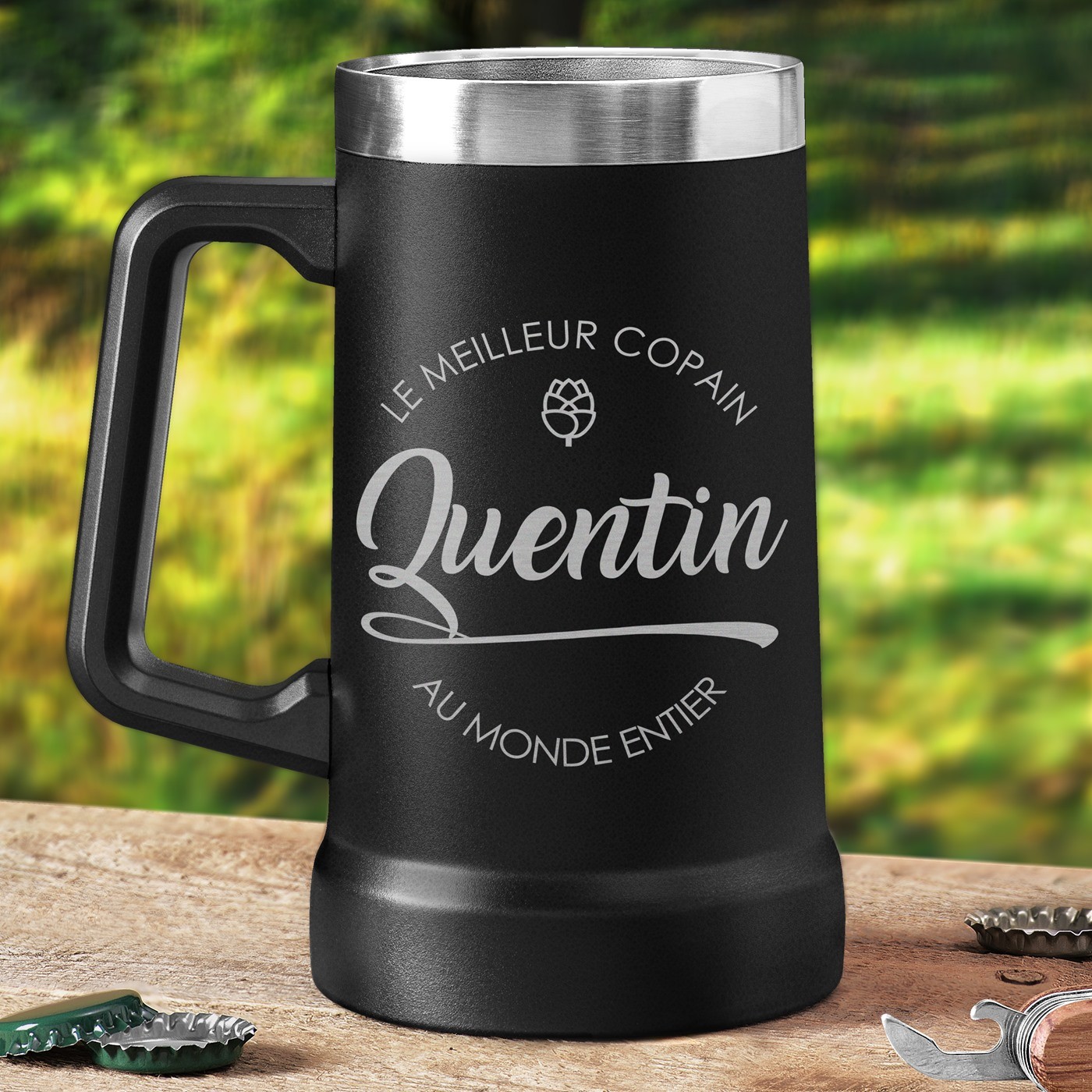 Taza de cerveza personalizada de Murrano - Negra
