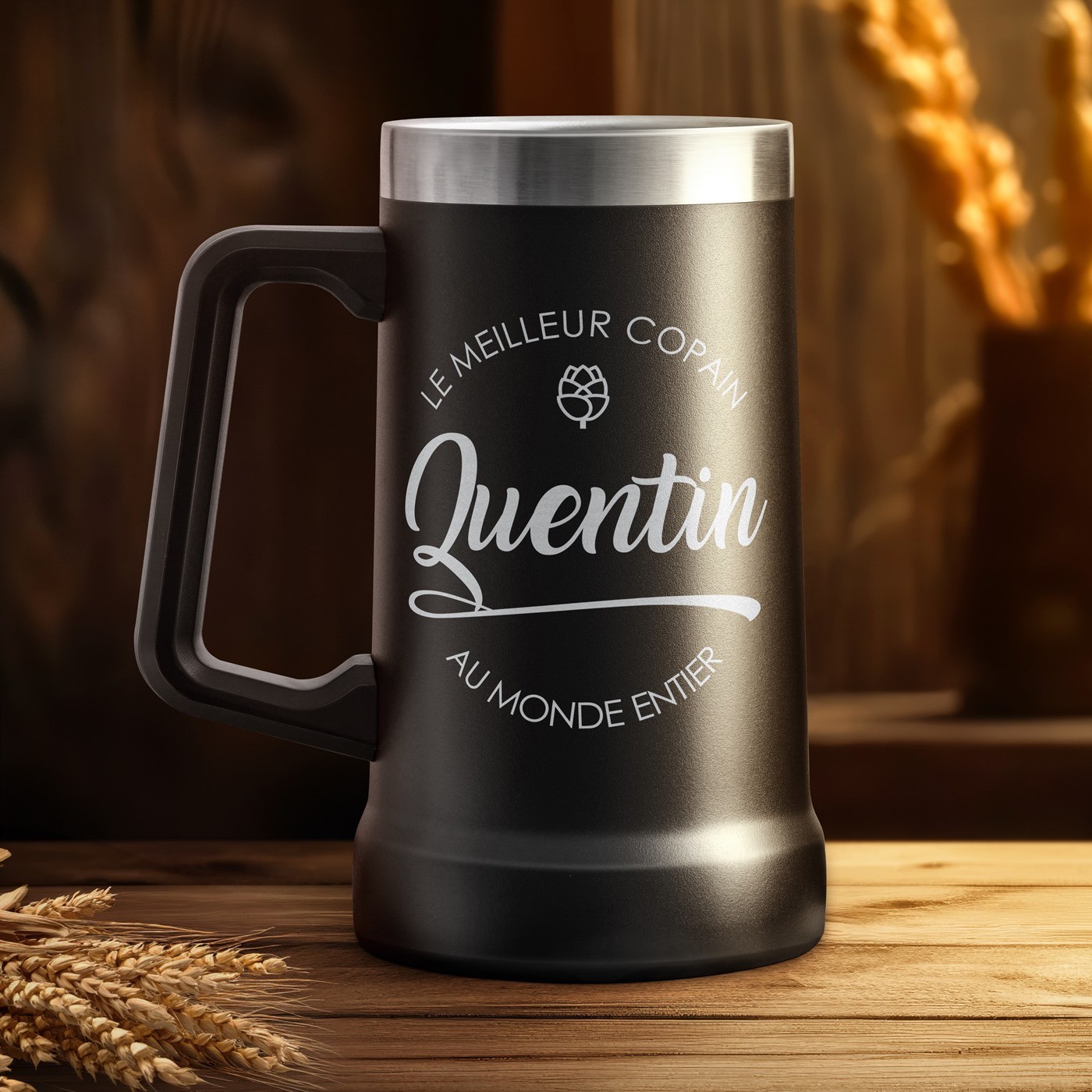 Taza de cerveza personalizada de Murrano - Negra