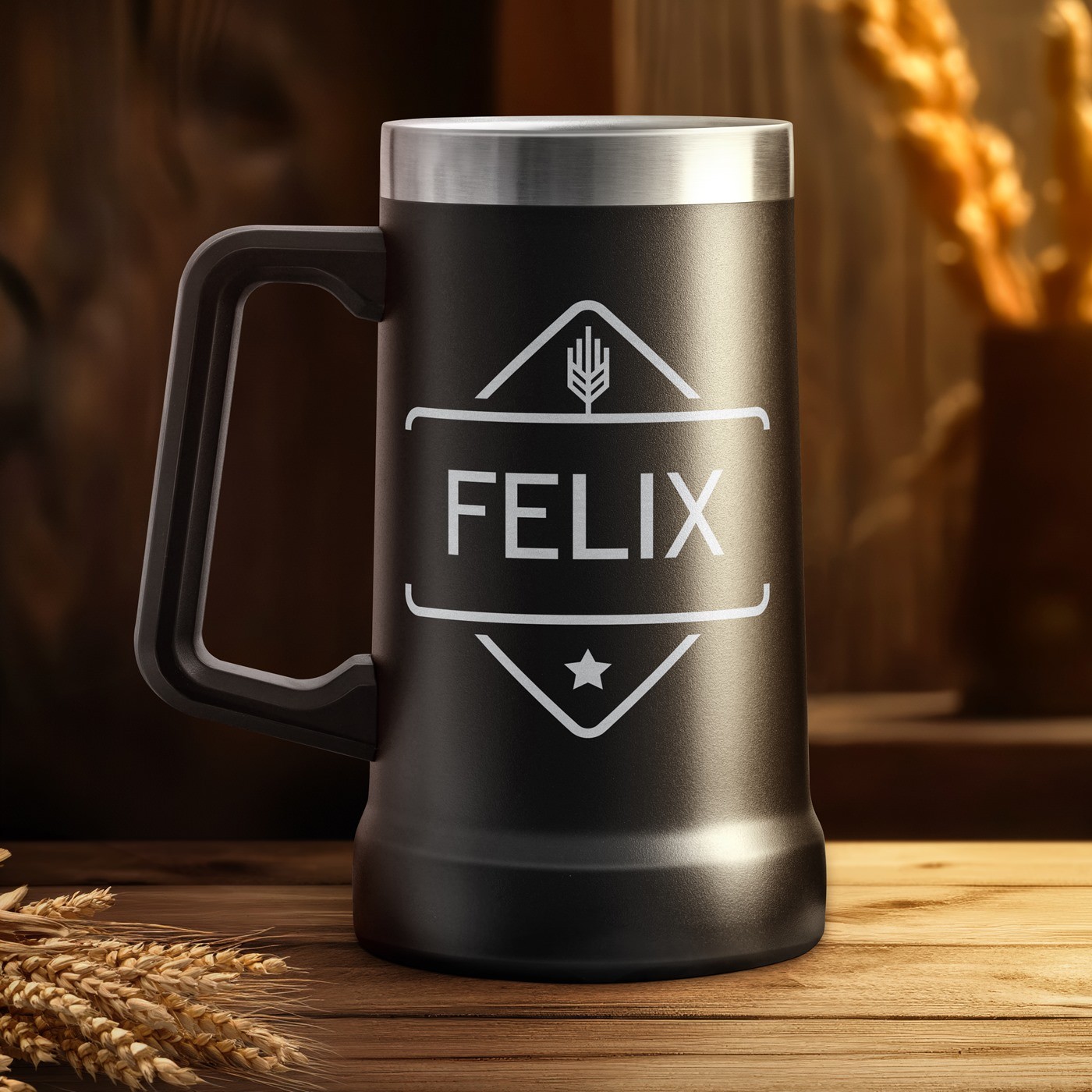 Taza de cerveza aislante personalizada Murrano - Negra
