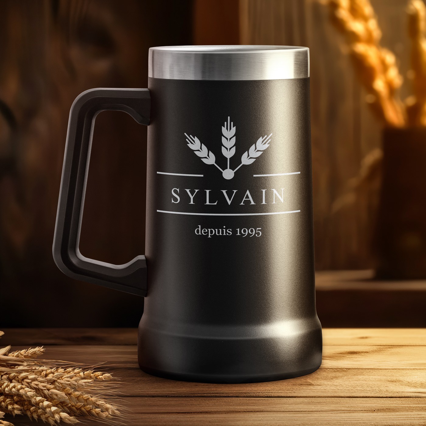 Vidrio de cerveza aislado Murrano - Negro con grabado personalizado
