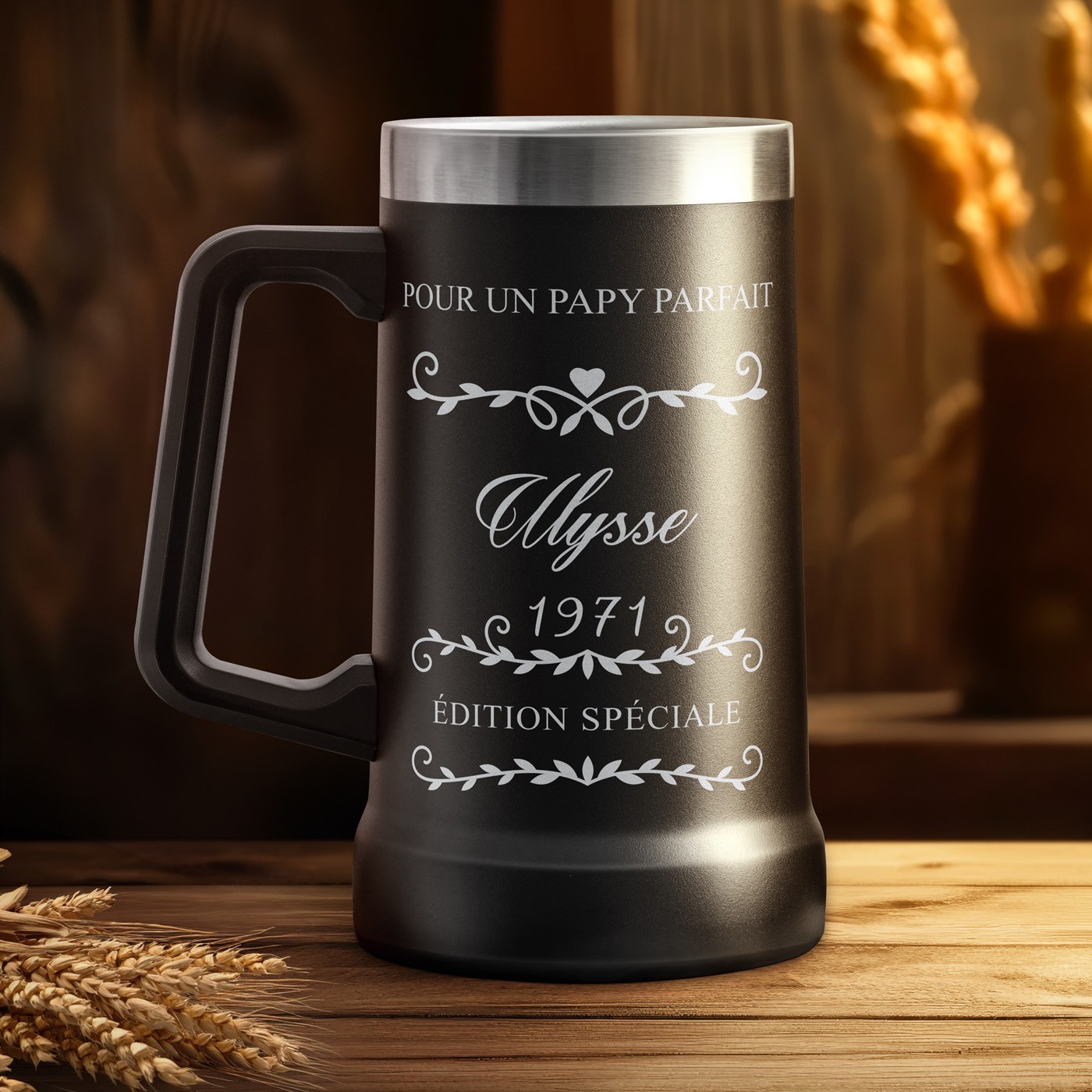Taza de cerveza térmica personalizada - Negra
