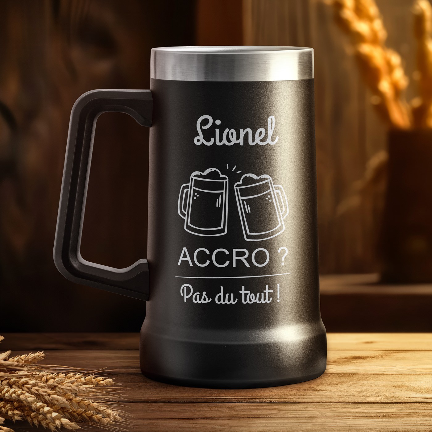 Taza de cerveza personalizada de Murrano - Negra