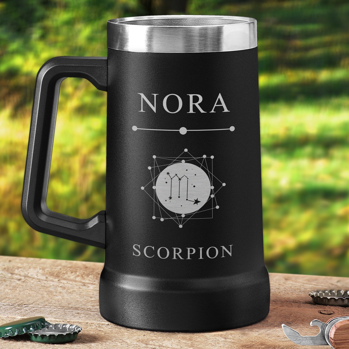 Taza de cerveza aislada Murrano - Negra con grabado personalizado para el cumpleaños de una hermana