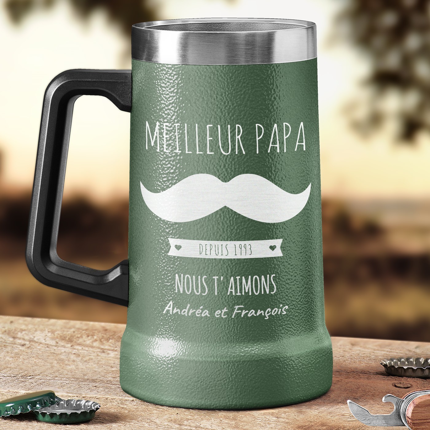 Taza de cerveza personalizada de Murrano - Verde