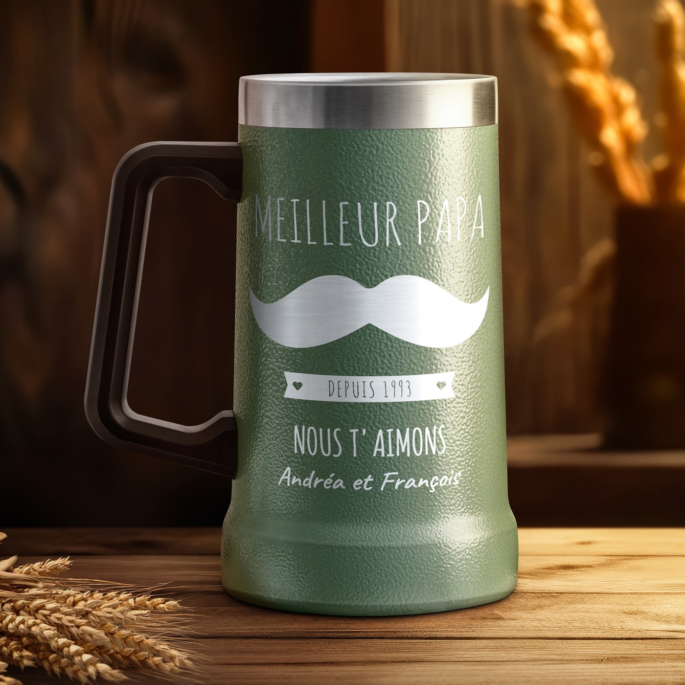 Taza de cerveza personalizada de Murrano - Verde
