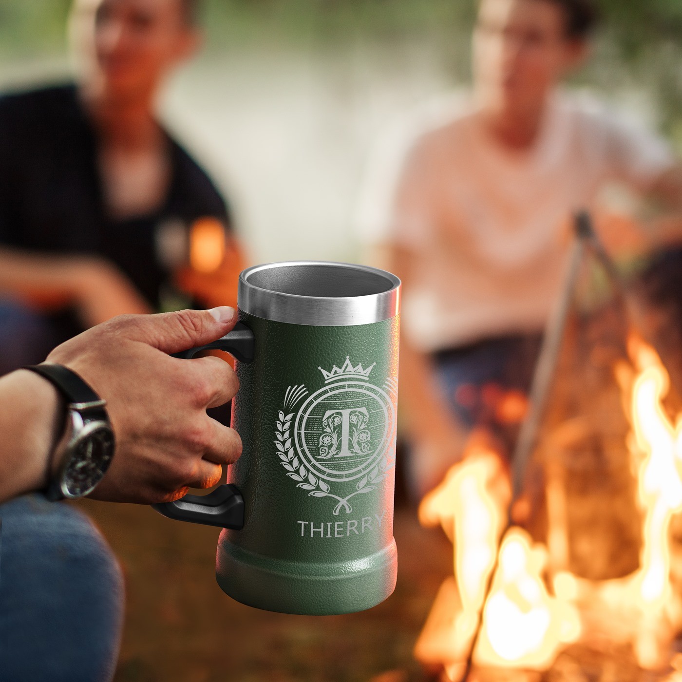 Tasse à bière isotherme en acier inoxydable personnalisée - Vert