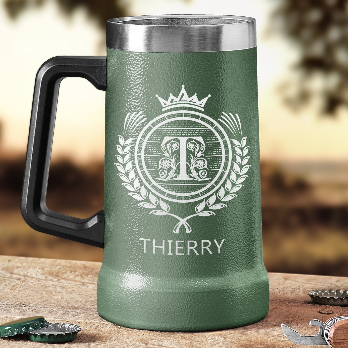 Tasse à bière isotherme en acier inoxydable personnalisée - Vert