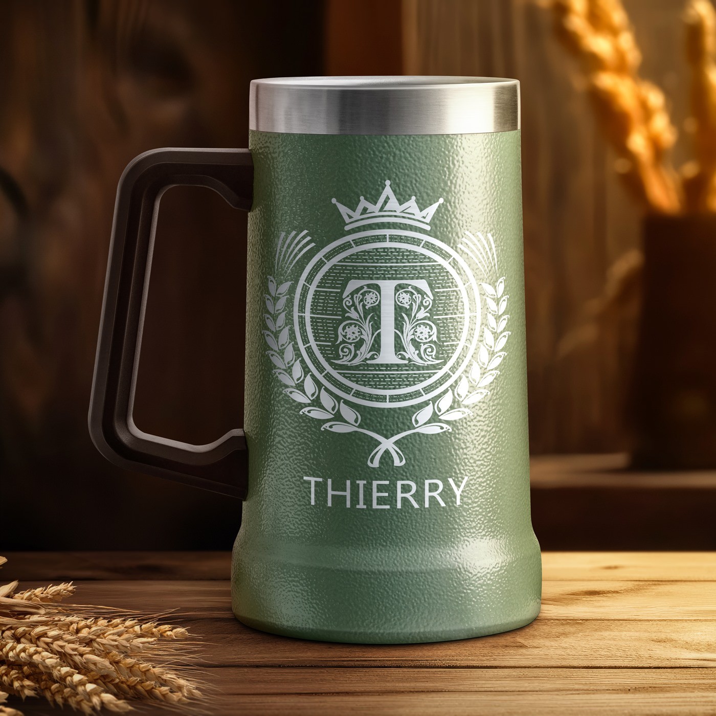Tasse à bière isotherme en acier inoxydable personnalisée - Vert