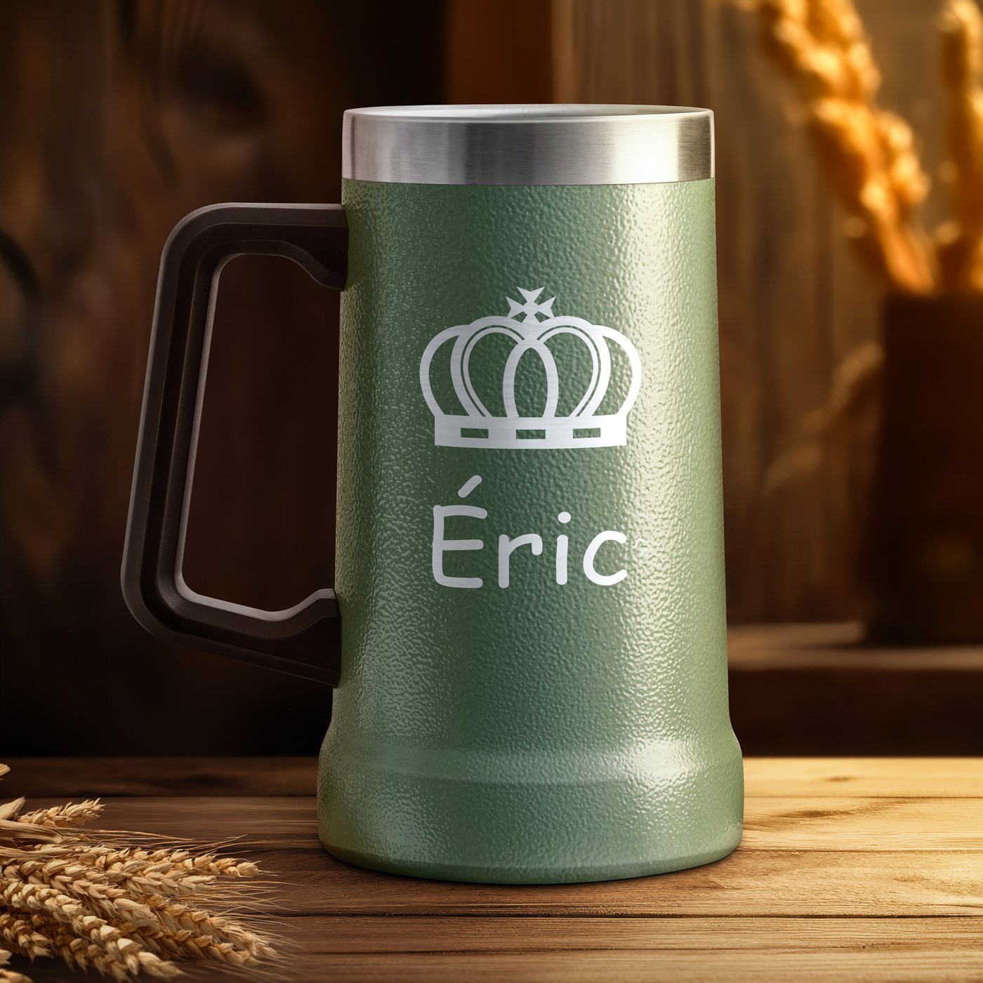 Taza de cerveza aislante de acero inoxidable personalizada - Verde