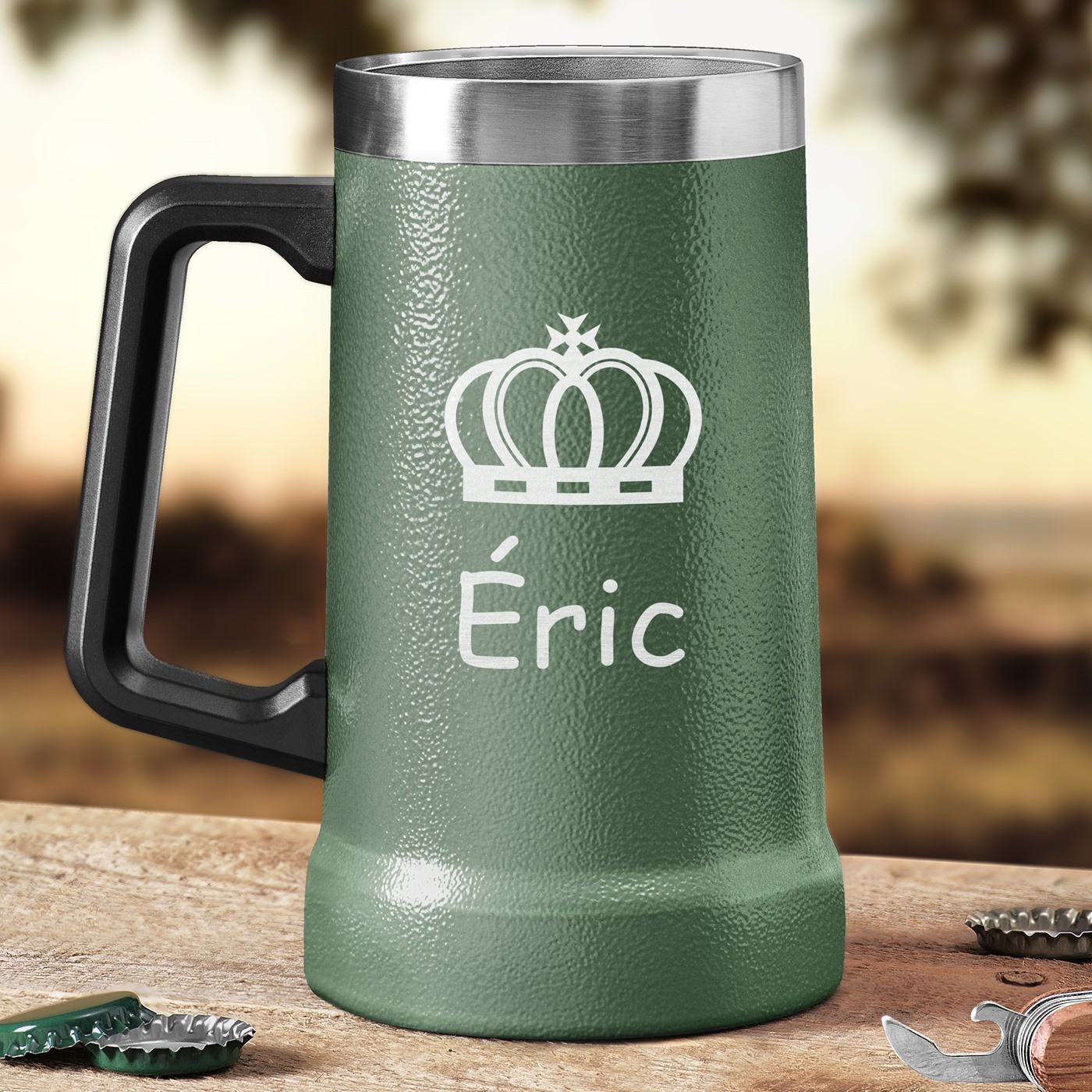 Taza de cerveza aislante de acero inoxidable personalizada - Verde