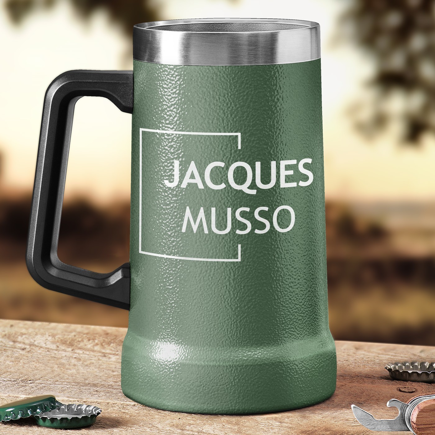 Vaso de cerveza aislante personalizado Murrano - Verde