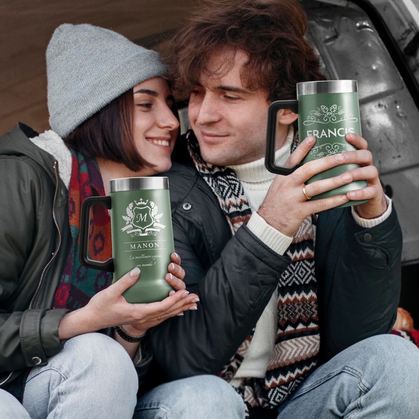 Taza de cerveza aislante de acero inoxidable personalizada - Verde