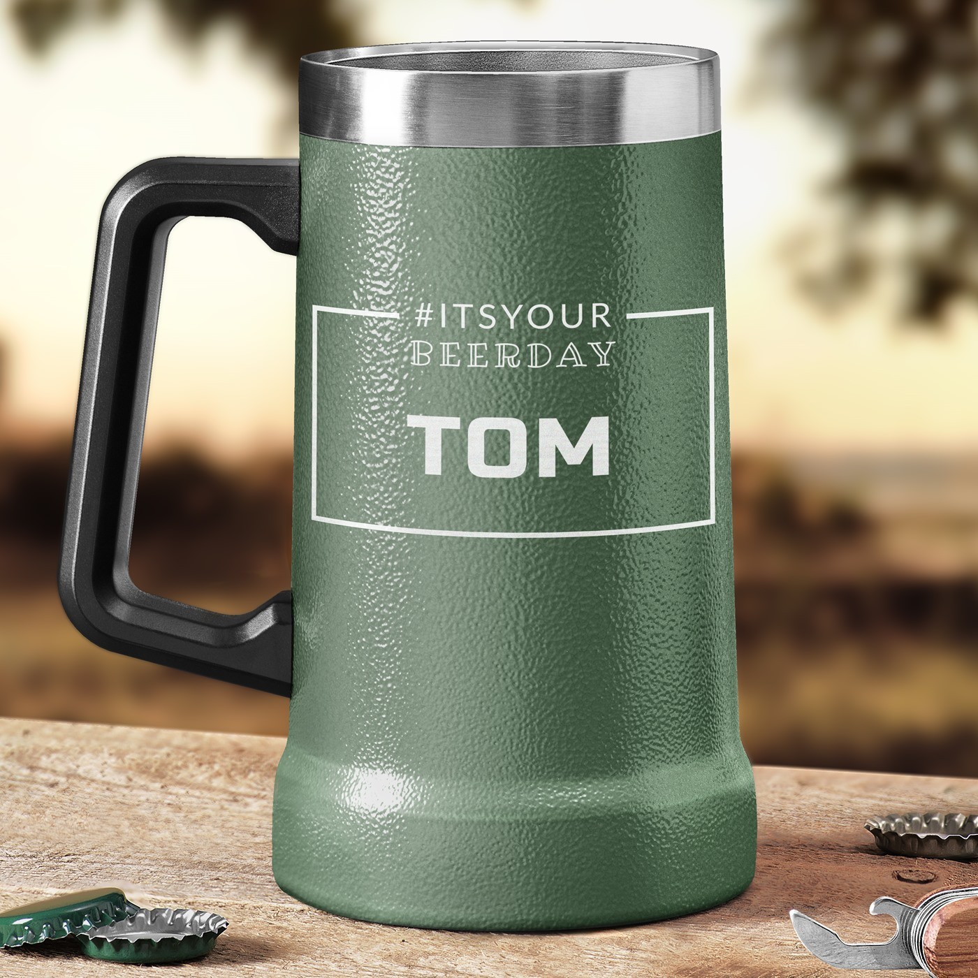 Taza de cerveza térmica personalizada - Verde