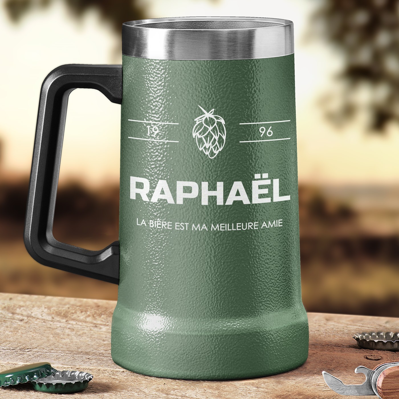 Tasse à bière personnalisée en acier inoxydable avec gravure pour anniversaire de mariage d'un mari