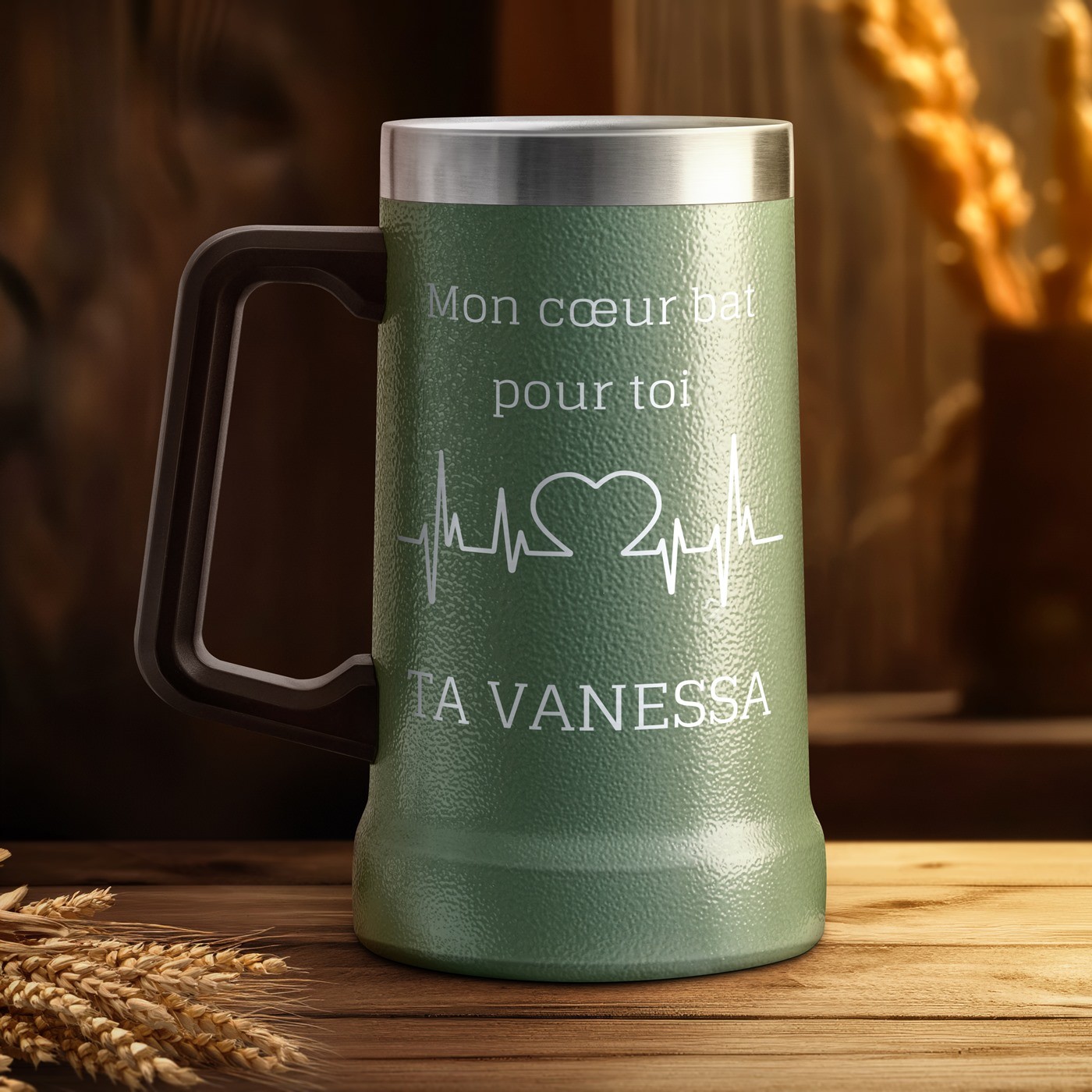 Tasse à bière en acier inoxydable isolée personnalisée pour mari pour la Saint-Valentin
