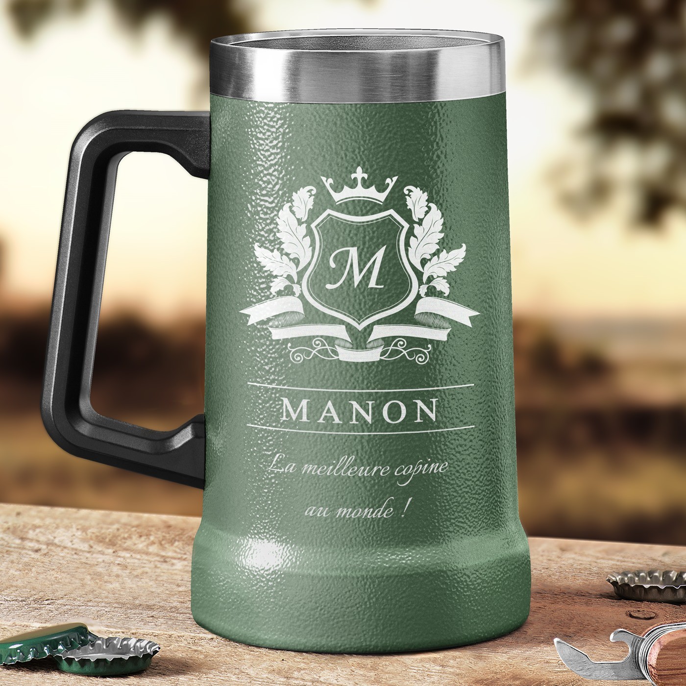 Mug de cerveza aislante de acero inoxidable personalizado - Verde