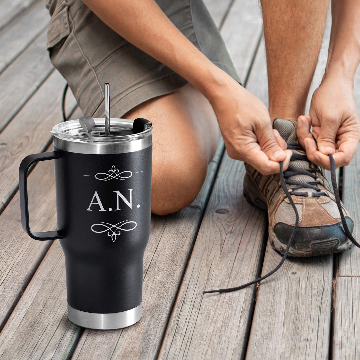 Taza Aislamiento Murrano - Negra con Grabado Personalizado