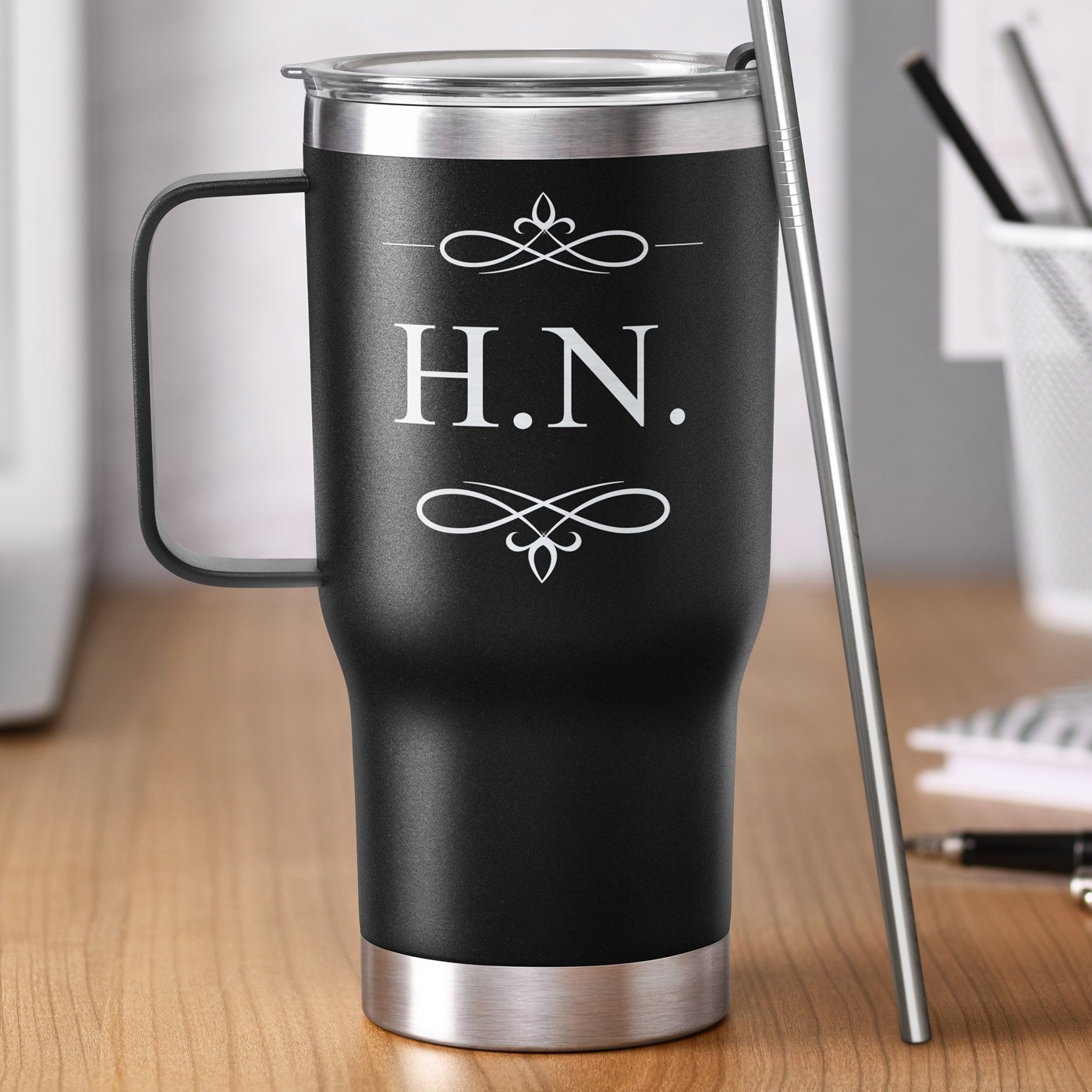 Taza Aislamiento Murrano - Negra con Grabado Personalizado
