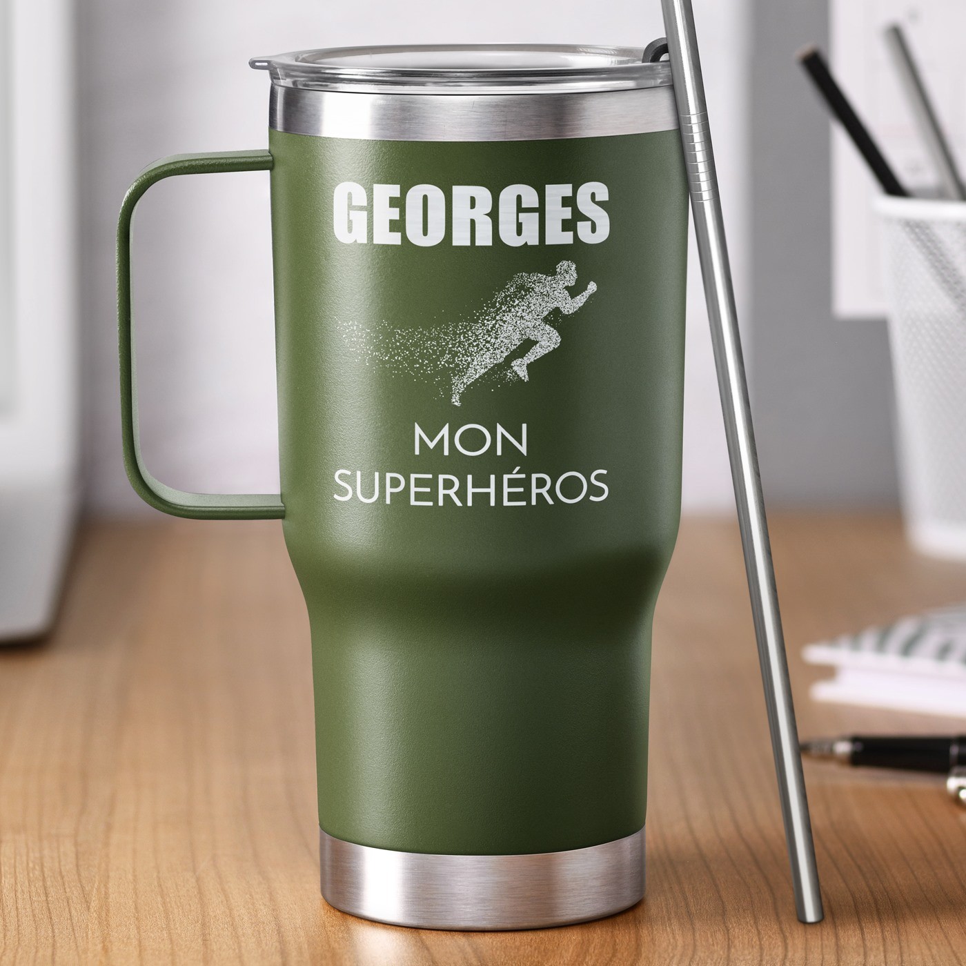 Taza de viaje Murrano - Verde con grabado para un amigo
