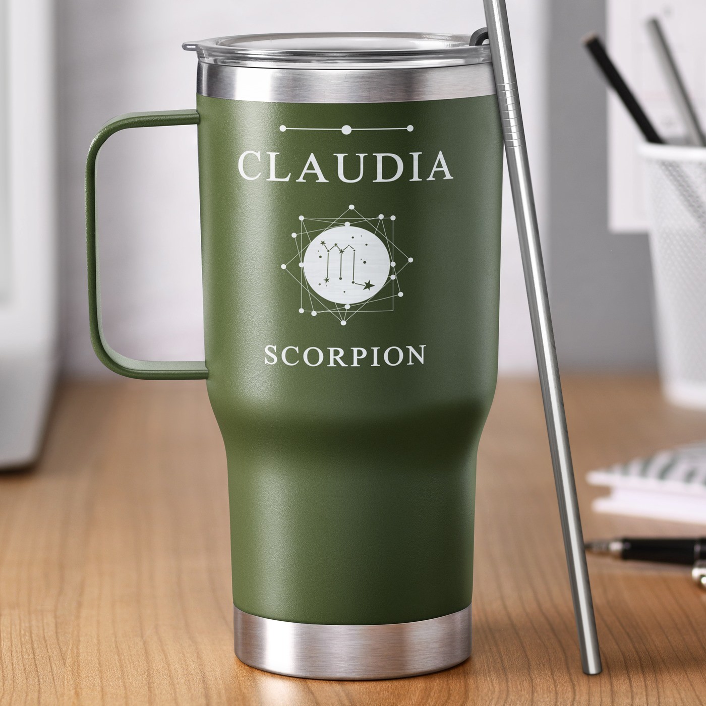 Taza de viaje personalizada - Verde para el cumpleaños de una amiga