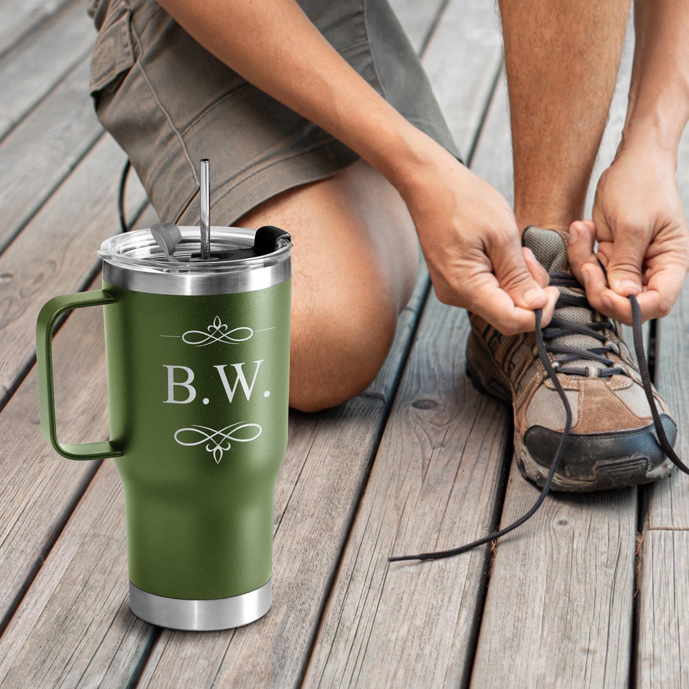 Taza de viaje Murrano - Taza aislante personalizada verde