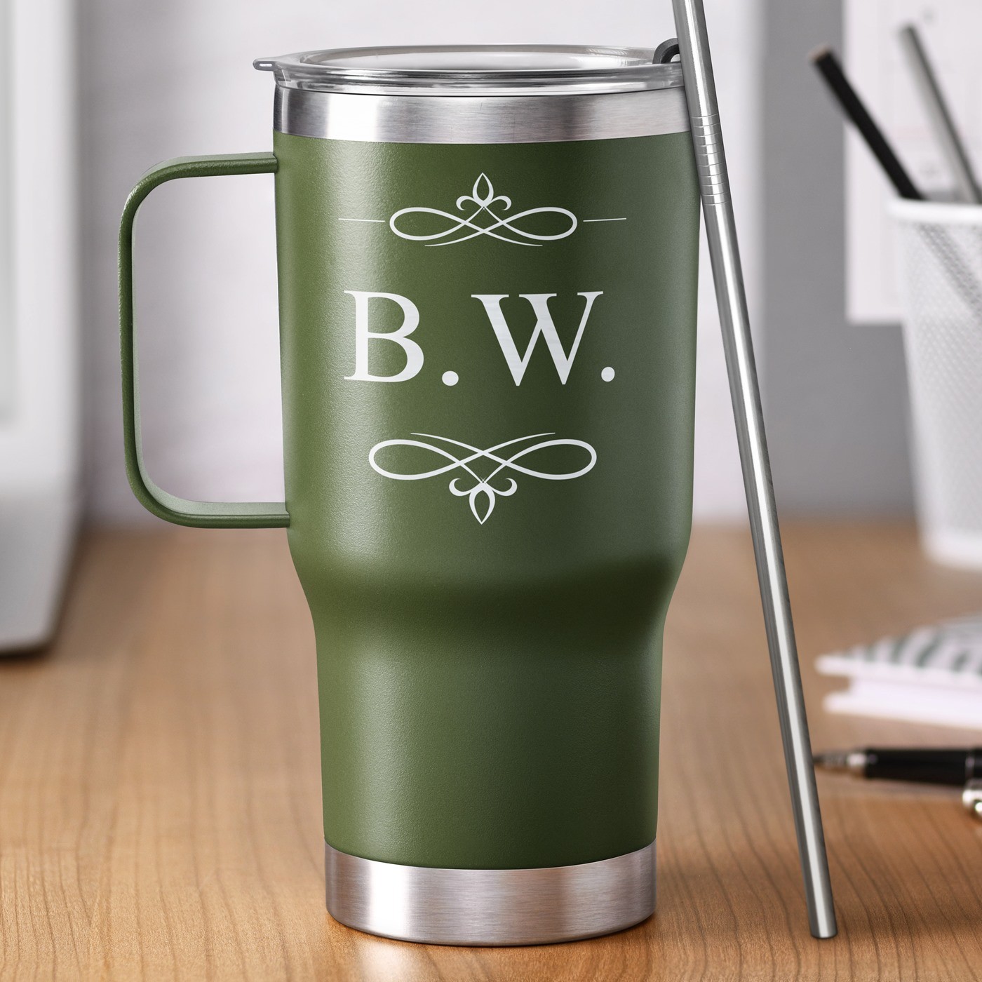 Taza de viaje Murrano - Taza aislante personalizada verde