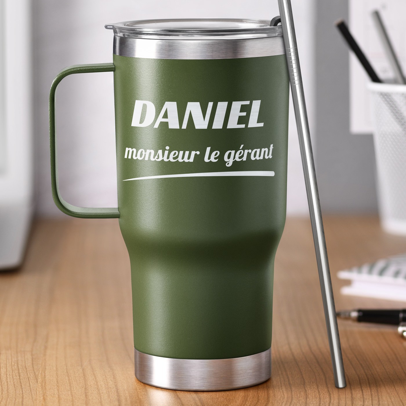 Personalized Travel Mug - Green Chef's Birthday Gift