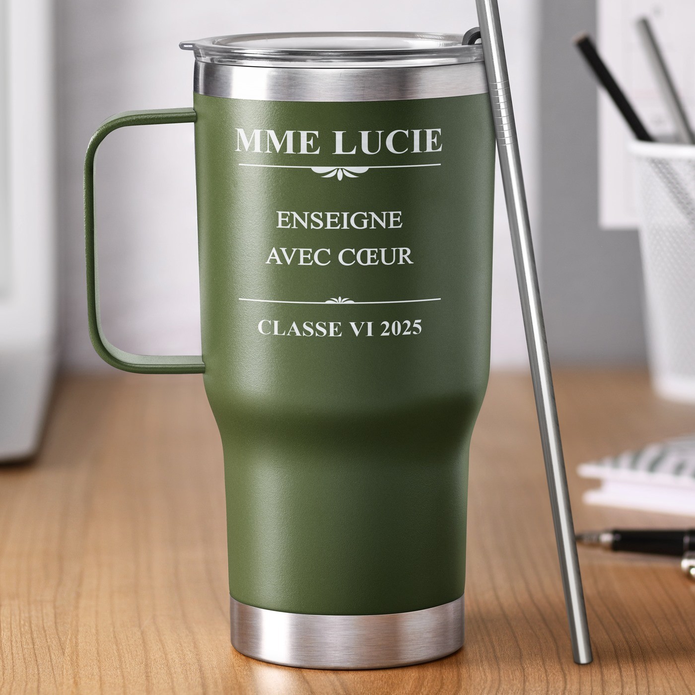 Taza de viaje personalizada Murrano - Verde