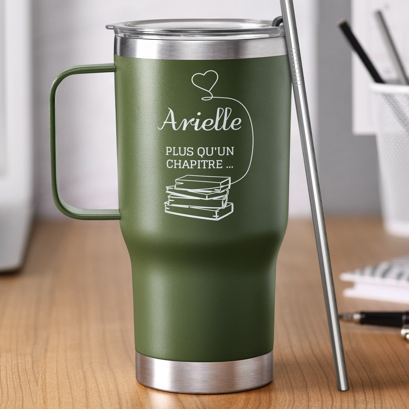 Mug de viaje Murrano - Verde con grabado para el Día de la Mujer