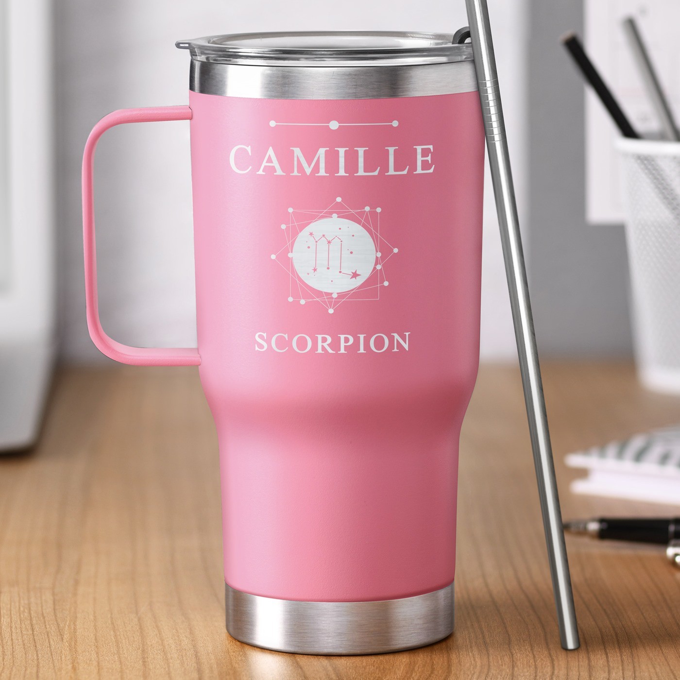 Taza térmica Murrano - Rosa personalizada para el cumpleaños de una mujer