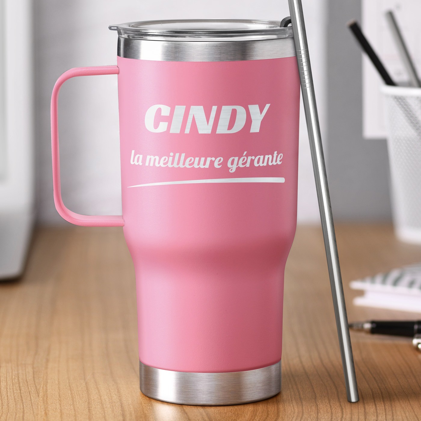 Mug Térmico Murrano - Personalizado Rosa para Jefa